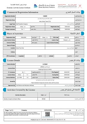 License certificate